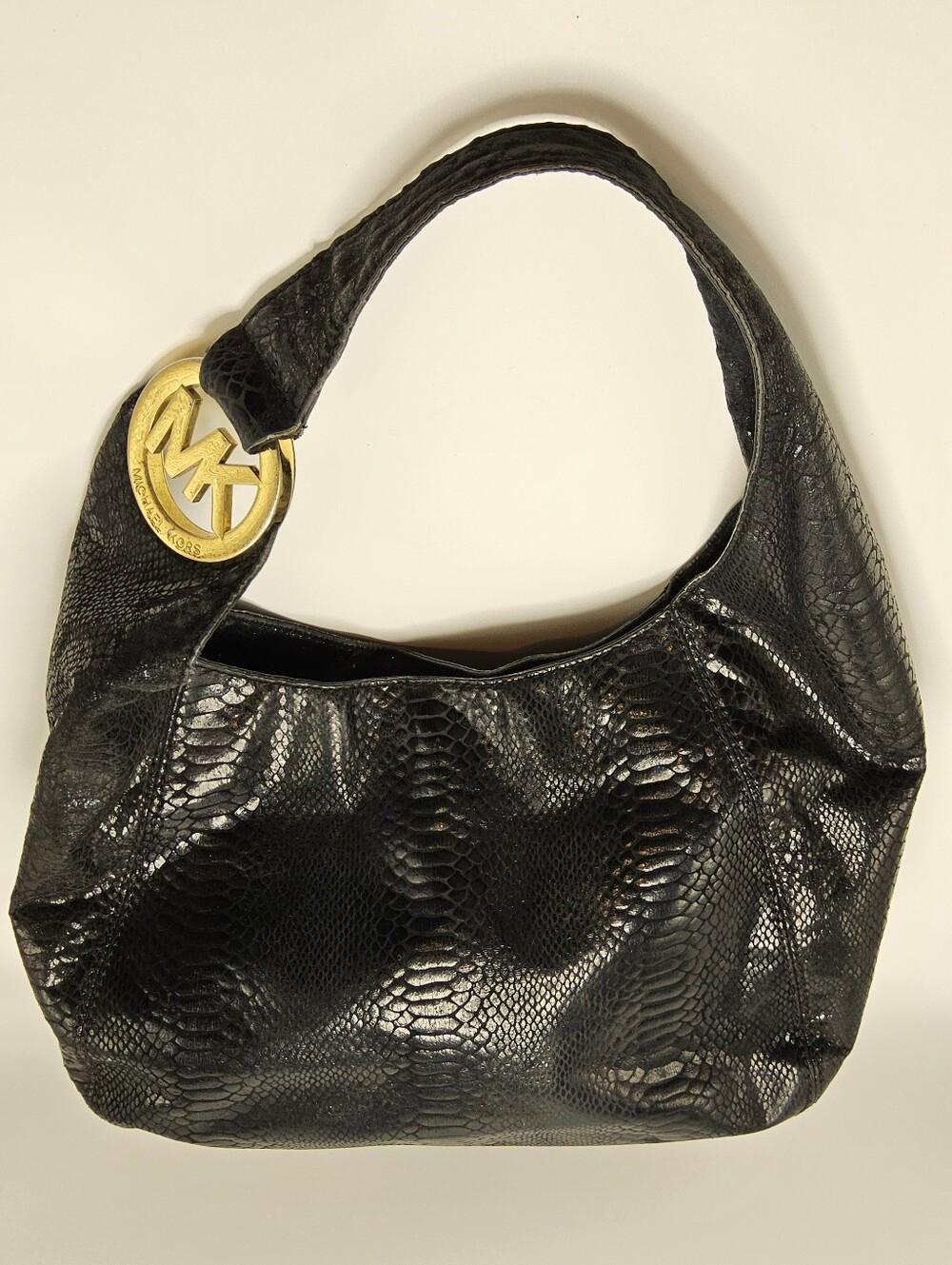 Python embossed leather hobo bag, Michael Kors Fulton